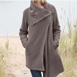 Garnet Hill Asymmetrical 100% Boiled Wool Wrap Coat Size 12